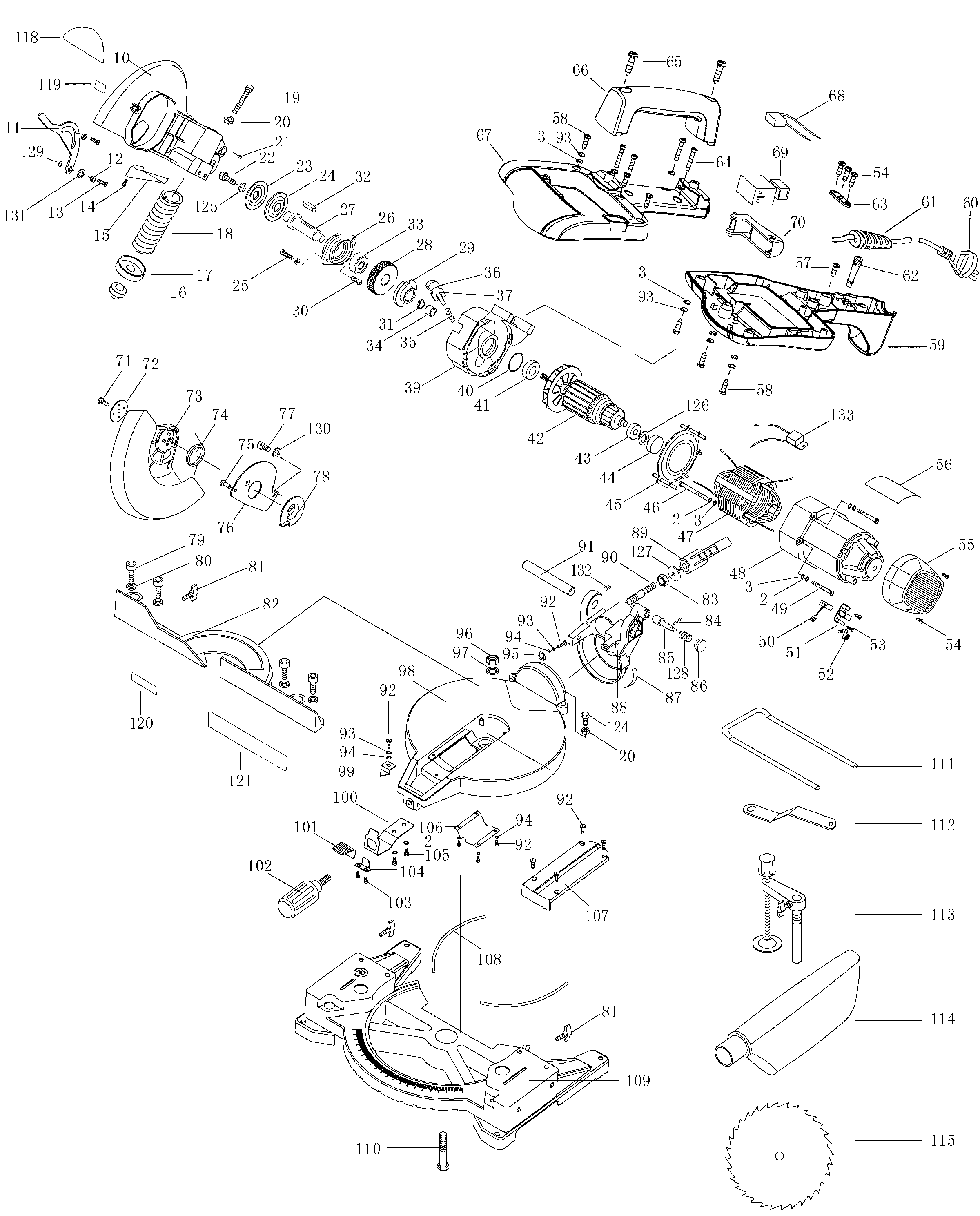 Page A Diagram and Parts List for BT1400-B2 3 Black and Decker Miter Saw